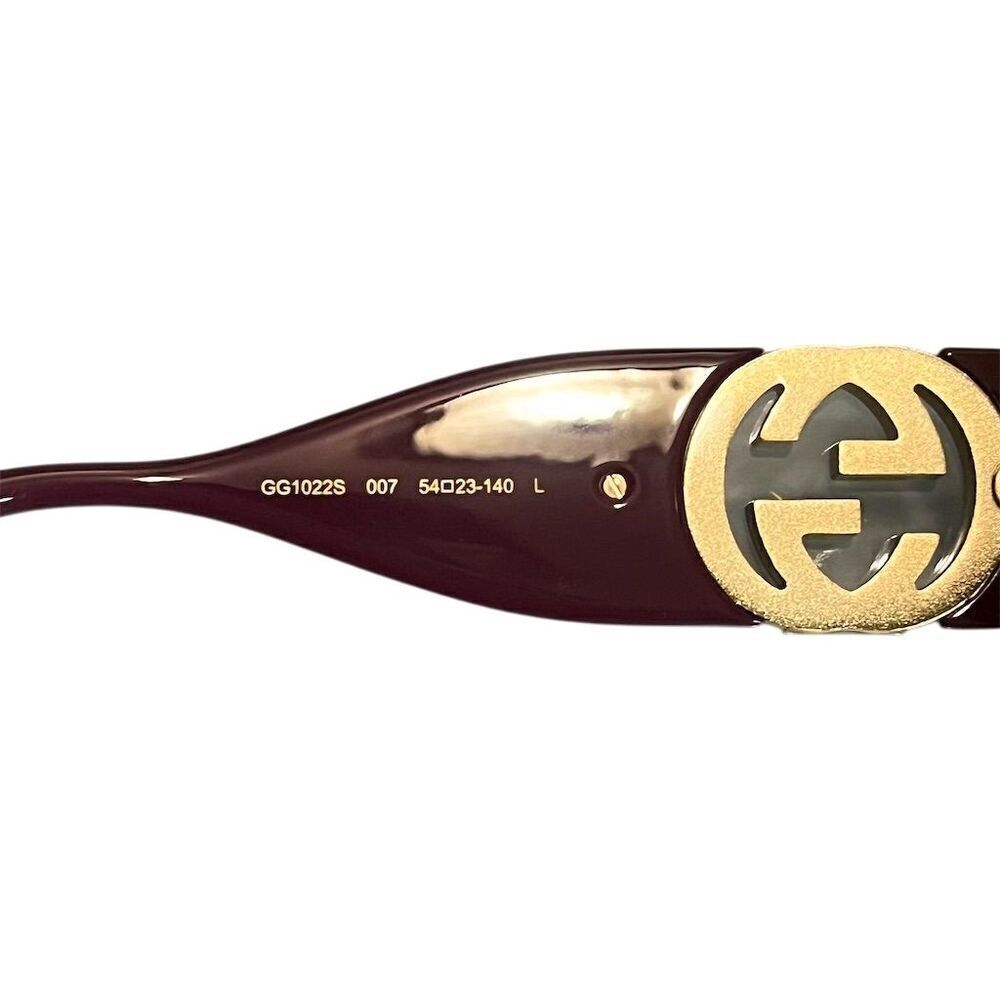 Authentic GUCCI GG1022S Women's Square Brown Plum Sunglasses Luxury Summer - Picture 9 of 13